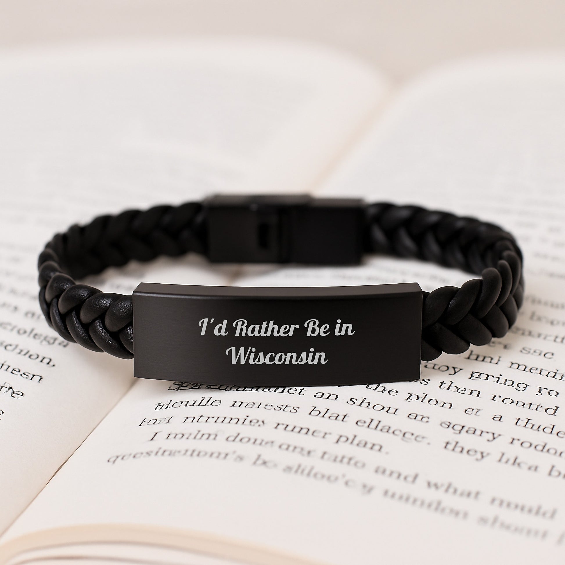 Wisconsin Gifts from Friends - I'd Rather Be In Wisconsin Interlaced Leather Bracelet for Men, Women - Unique Graduation Gifts for Family, Coworkers, and Friends - Image 3