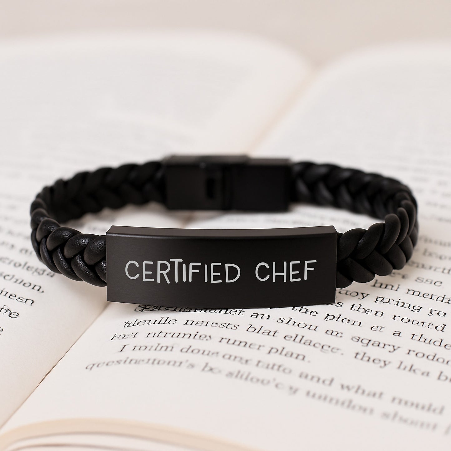 Funny Chef Gifts from Friends for Birthday Unique Interlaced Leather Bracelet with Quote 'You're the Chef' for Men and Women - Image 3