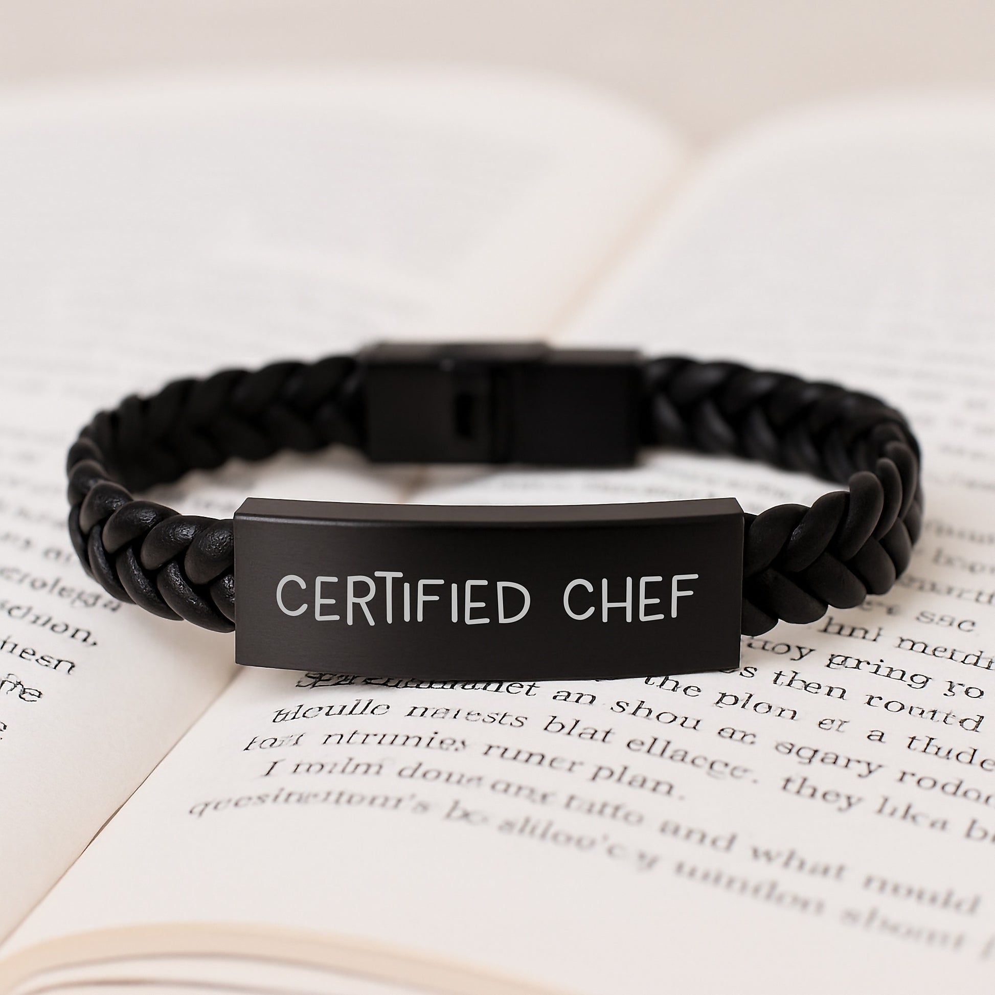Funny Chef Gifts from Friends for Birthday Unique Interlaced Leather Bracelet with Quote 'You're the Chef' for Men and Women - Image 3