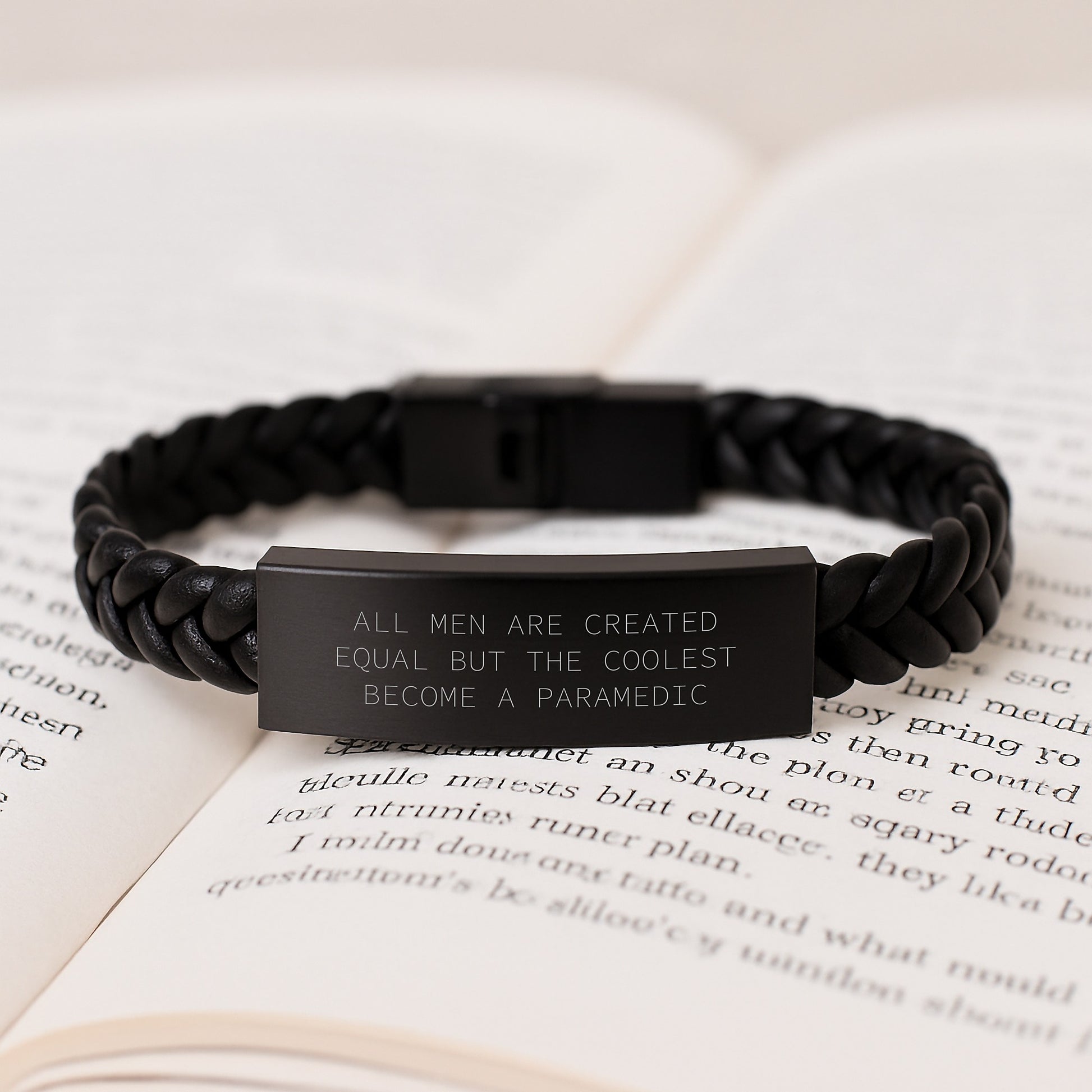Rescue Worker Graduation Gifts from Friends, Rescue Worker Men Gift Unique, Inspired by 'All Men Are Created Equal But The Coolest Become A Rescue Worker' Quote, Interlaced Leather Bracelet - Image 3