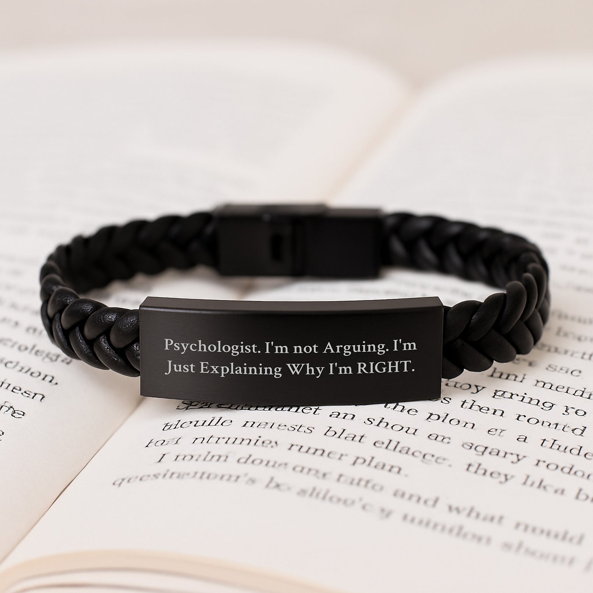 Funny Psychologist Gifts, 'I'm Not Arguing, I'm Just Explaining Why I'm Right' Interlaced Leather Bracelet for Graduation, Gifts from Friends to Psychologist, Men, Women, Family - Image 3