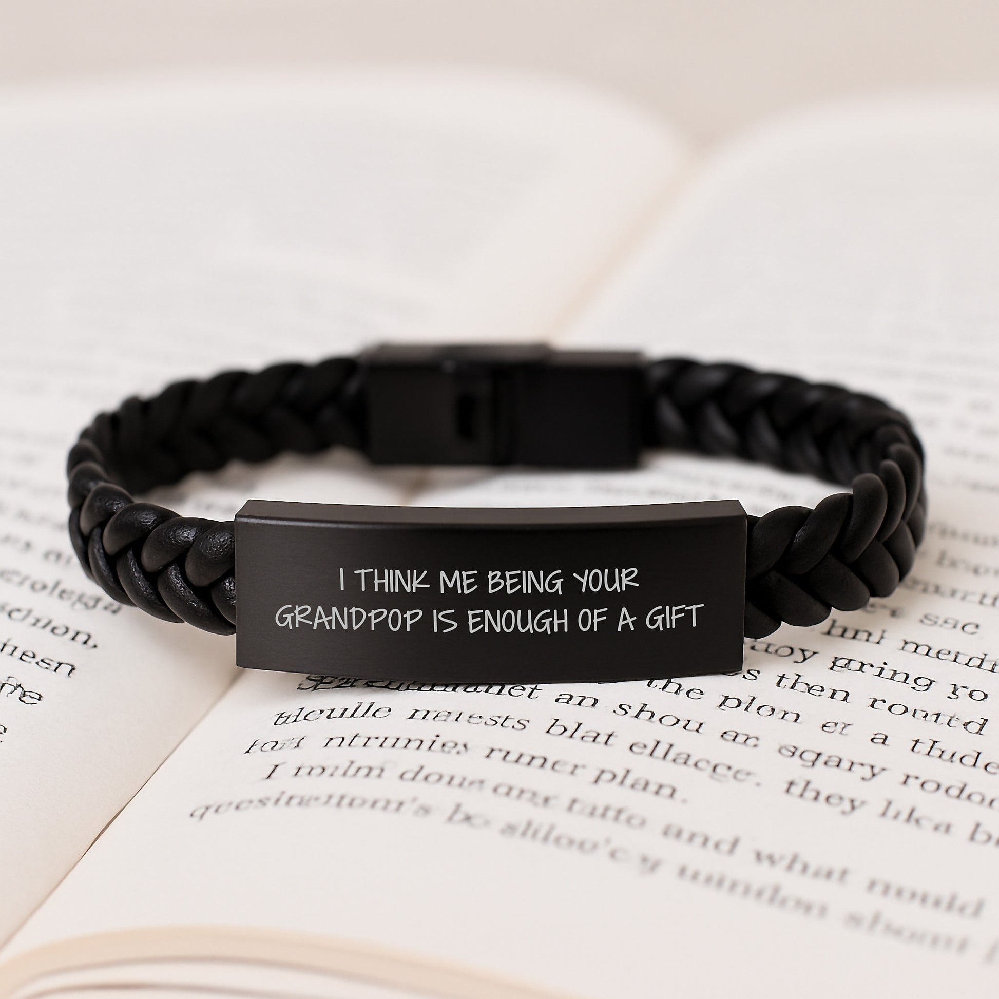 Grandpop Keepsake Interlaced Leather Bracelet Birthday Gift for Him - Image 3