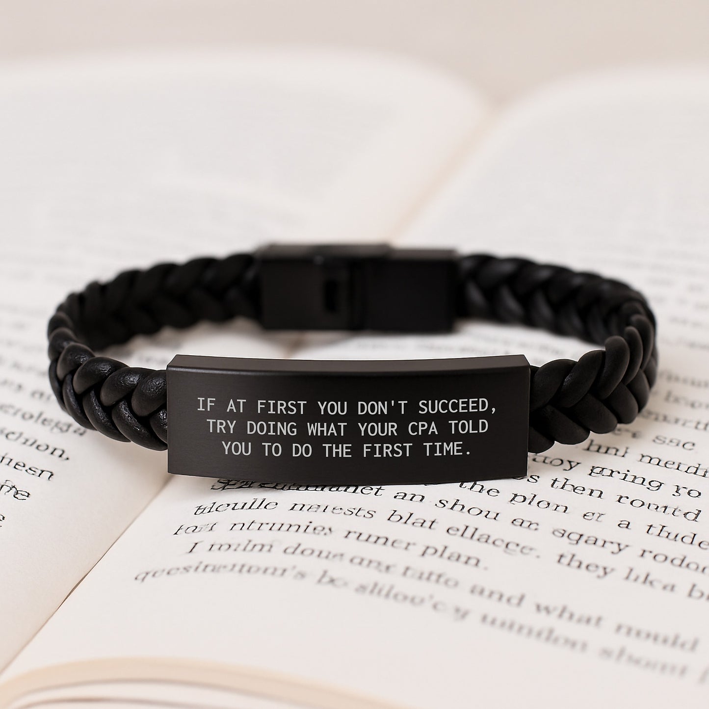 Funny CPA Gifts, Inspirational Quote Interlaced Leather Bracelet for Graduation, Gifts from Friends to Graduating CPA Men - Image 3