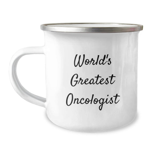 Funny 'World's Greatest Oncologist' Quote Camping Mug Gifts from Friends to Family on Christmas - Image 1