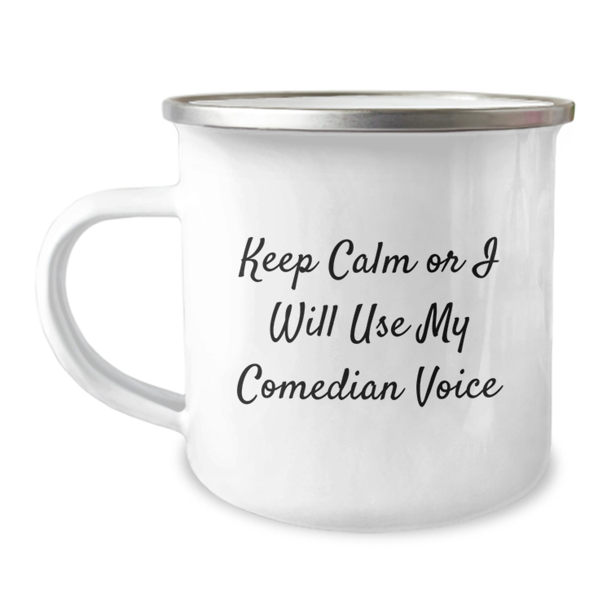 Comedian Mug Gifts from Friends for Birthday Fun - Keep Calm Or I Will Use My Comedian Voice, Funny Camping Mug for Comedian Enthusiasts, Gifts for Comedian on Birthday, Comedian Voice Gift - Image 1