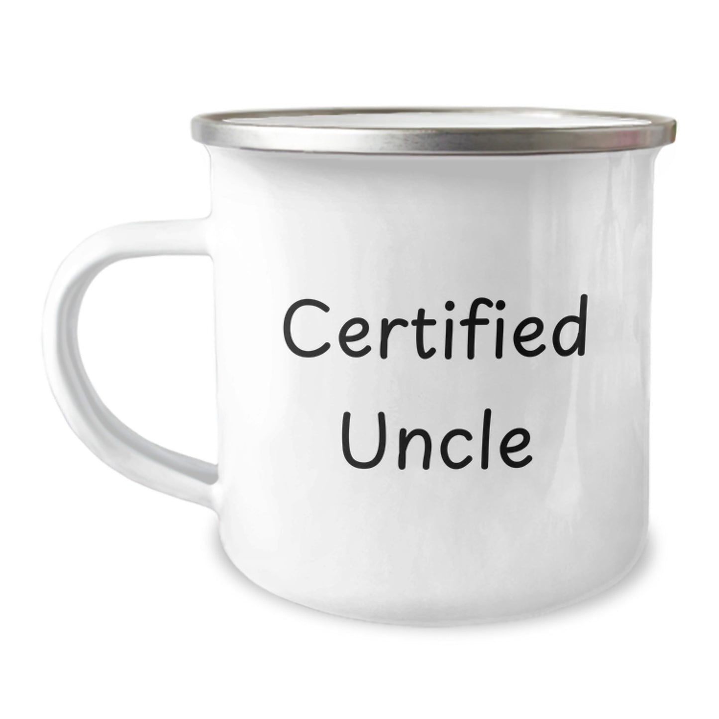 Funny Uncle Camping Mug, Gifts from Men, Unique Graduation Gifts for Uncle, 'Certified Uncle' Quote, 12 oz Stainless Steel Enamel Finish - Image 1