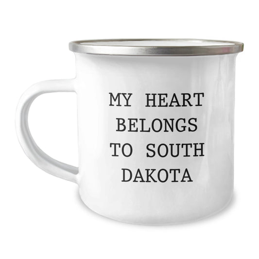 South Dakota Lovers Funny My Heart Belongs To South Dakota Camping Mug Gifts for Friends from South Dakota - Image 1