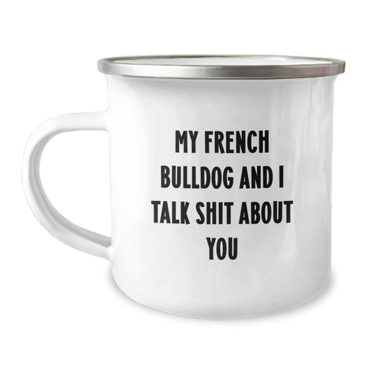 Funny French Bulldog Camping Mug Gifts for Graduation from Friends - Image 1