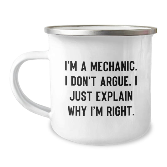 Funny Mechanic Quote Camping Mug Gifts for Mechanic Men on Mother's Day from Family - Image 1
