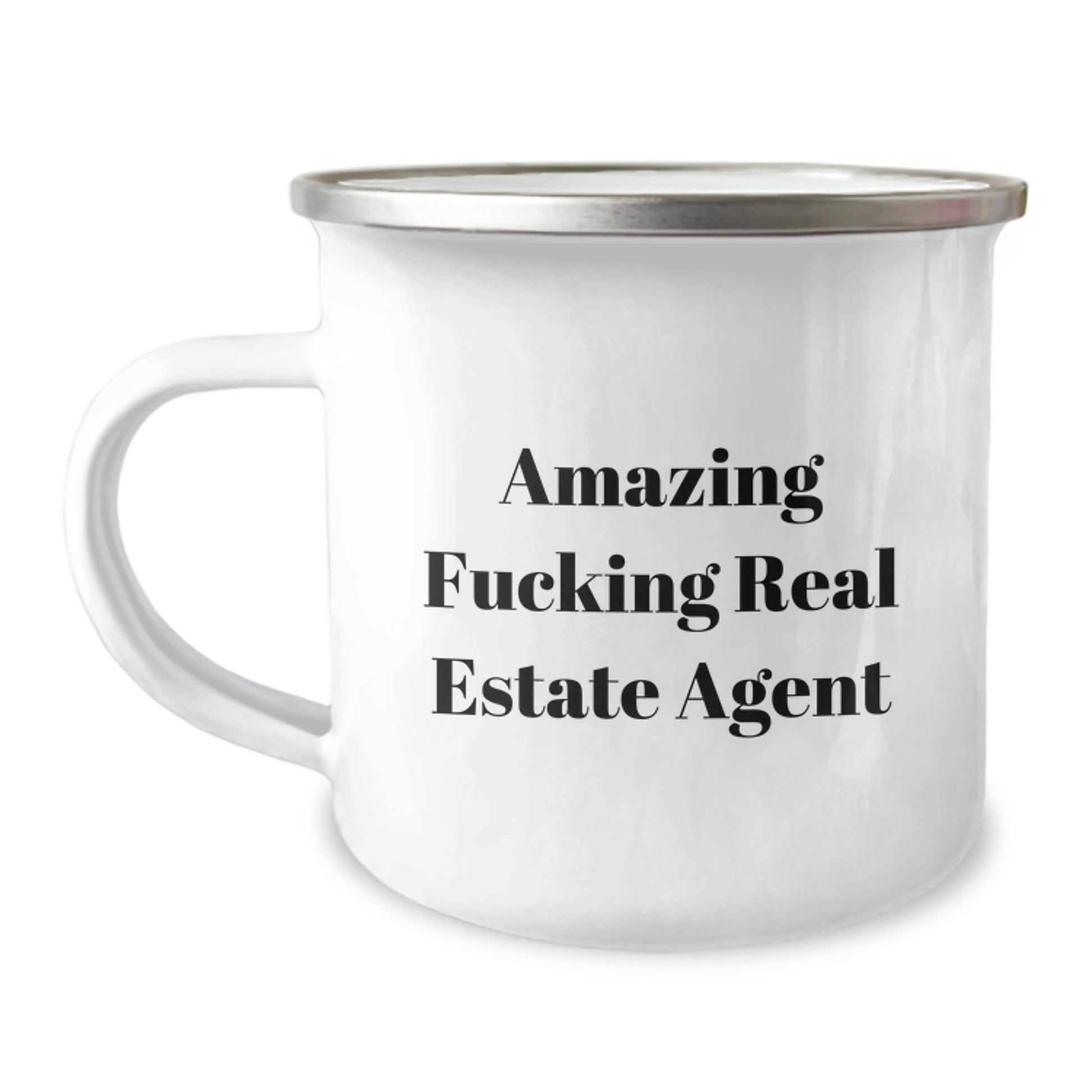 Funny Real Estate Agent Gifts, Camping Mug for Birthday, Gifts from Friends to Real Estate Agent, 'Amazing F--king Real Estate Agent' Quote Printed on 12oz Stainless Steel - Image 1