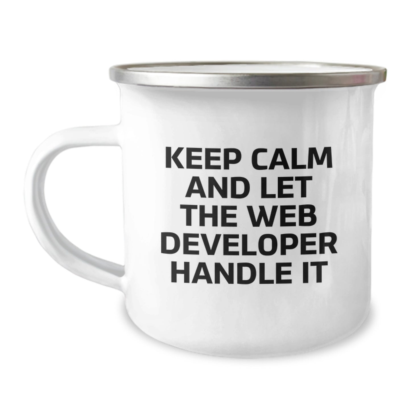 Funny Keep Calm Web Developer Birthday Unique Gifts from Friends for Men Camping Mug - Image 1