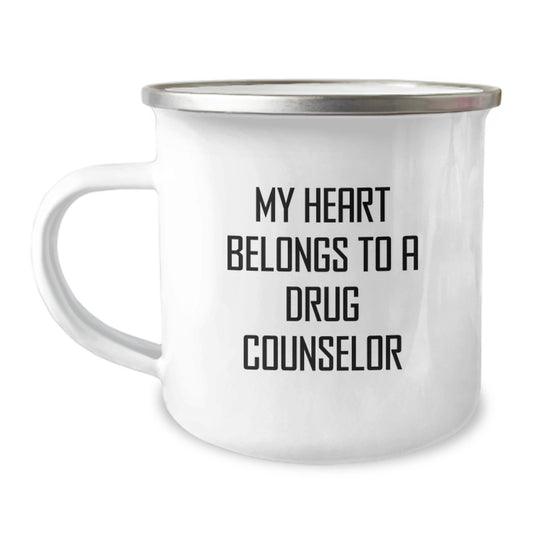 Funny Drug Counselor Gifts for Men Women Friends from Coworkers Family - My Heart Belongs To A Drug Counselor Graduation Unique Mugs for Camping - Image 1