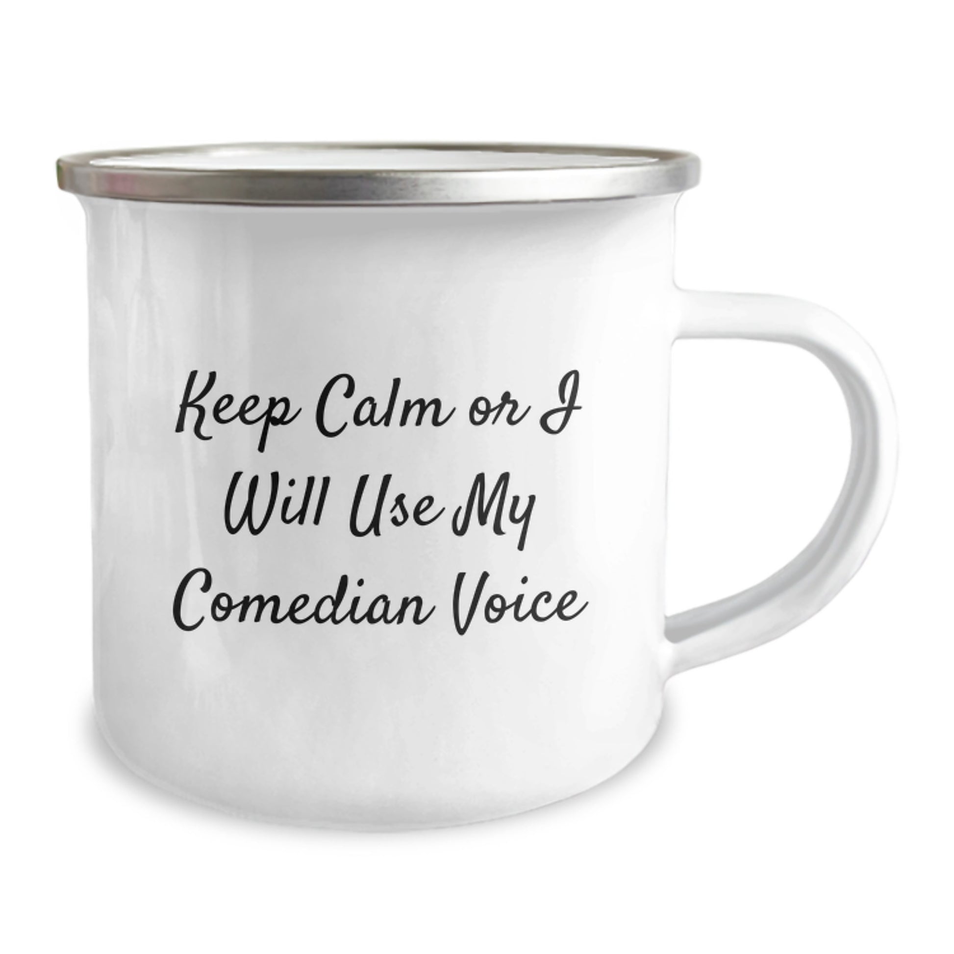 Comedian Mug Gifts from Friends for Birthday Fun - Keep Calm Or I Will Use My Comedian Voice, Funny Camping Mug for Comedian Enthusiasts, Gifts for Comedian on Birthday, Comedian Voice Gift - Image 2