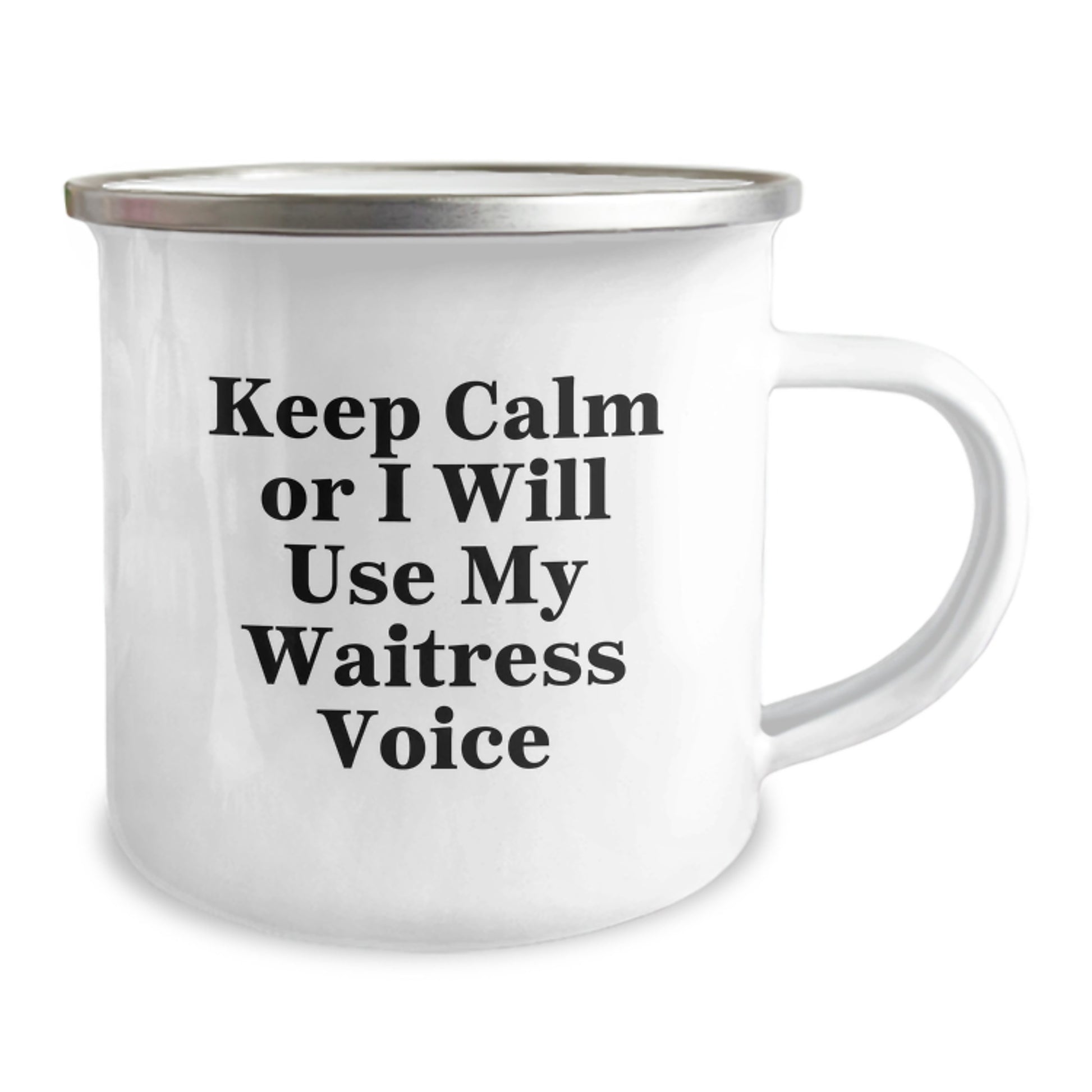 Funny Gifts for Waitress Friends, 'Keep Calm or I Will Use My Waitress Voice' Insulated Stainless Steel Camping Mug for Women, Graduation Unique Gifts from Mom or Friends - Image 2