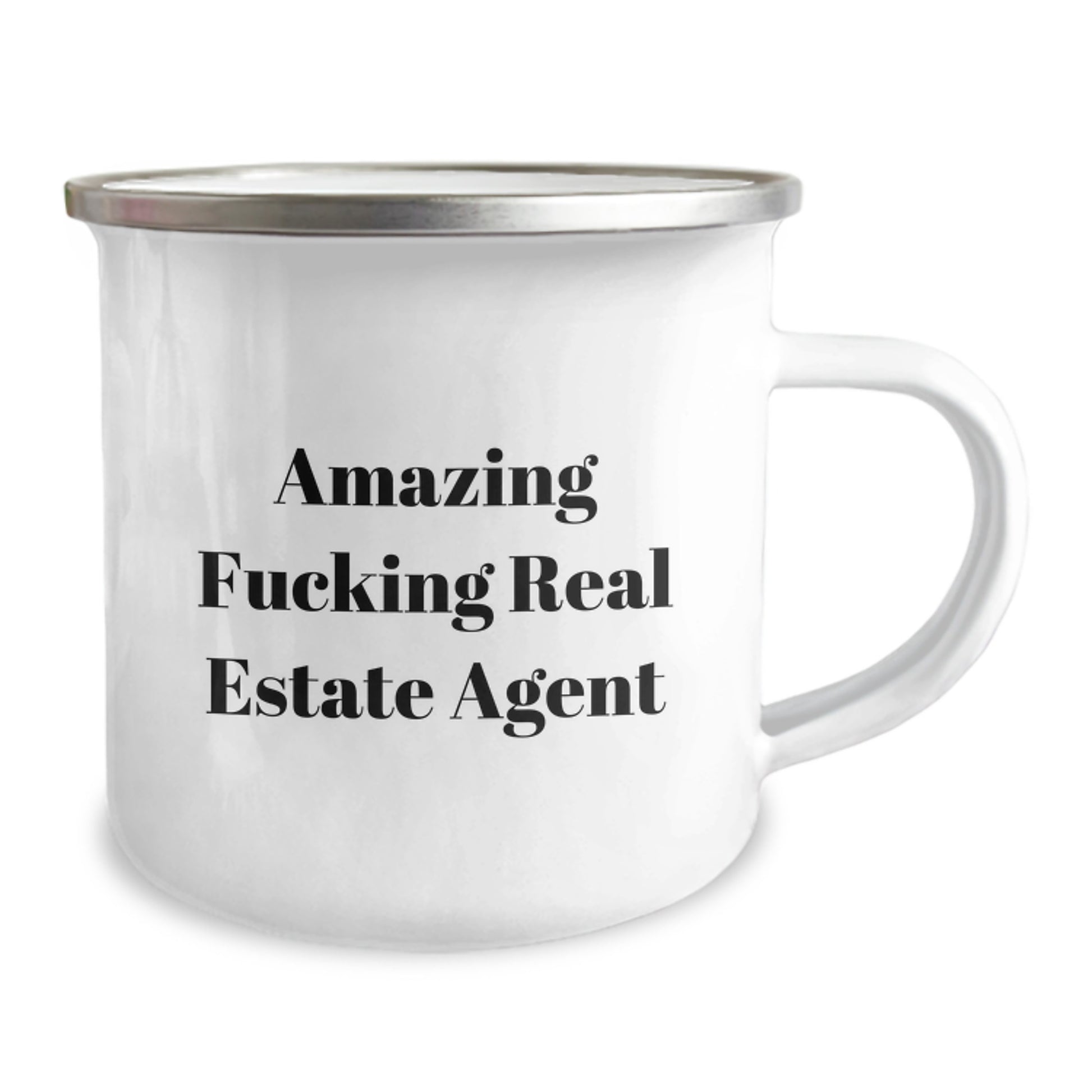 Funny Real Estate Agent Gifts, Camping Mug for Birthday, Gifts from Friends to Real Estate Agent, 'Amazing F--king Real Estate Agent' Quote Printed on 12oz Stainless Steel - Image 2