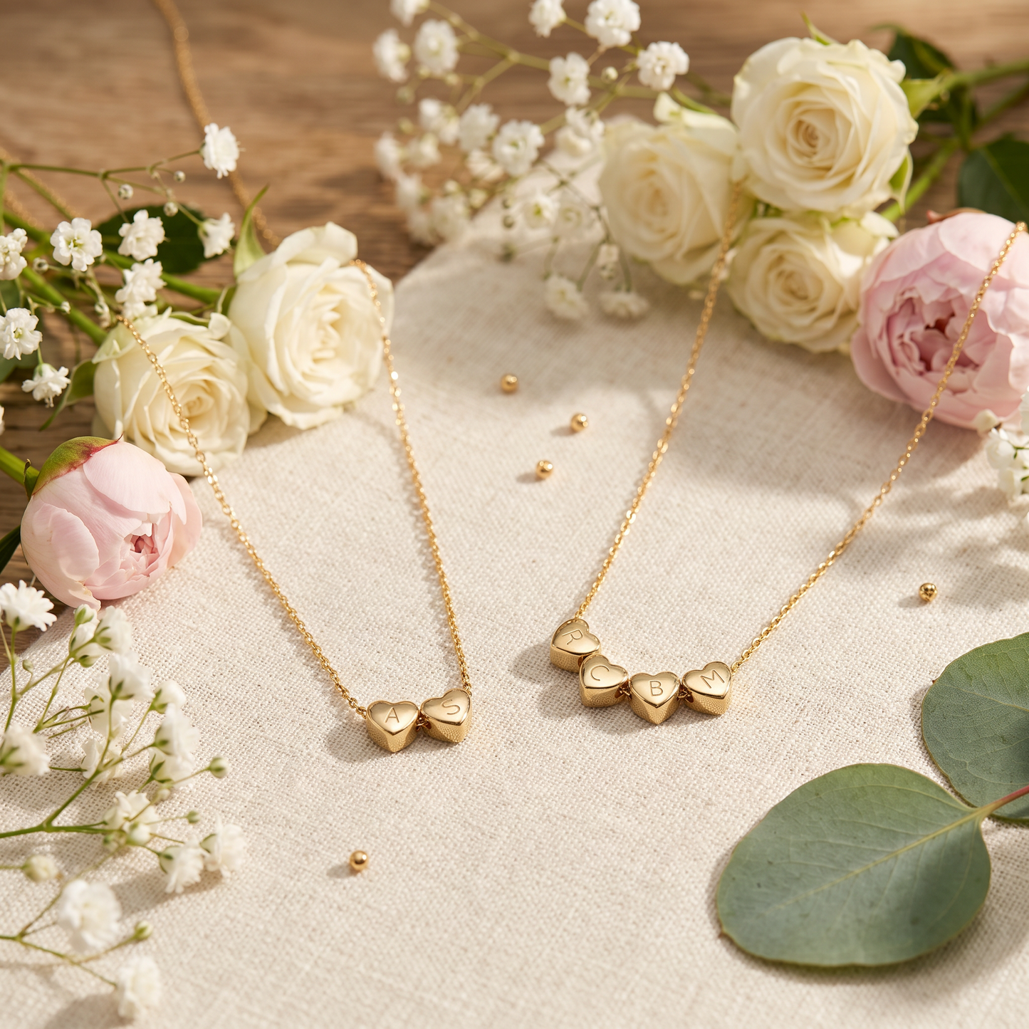 Engraved Heart Necklace — Personalized Initial Pendant (Silver, Gold, or Rose Gold)