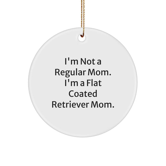 Funny Christmas Unique Gifts for Flat Coated Retriever Dog Lovers - Mom Flat Coated Retriever Dog Circle Ornament with Gold Cord - Image 1