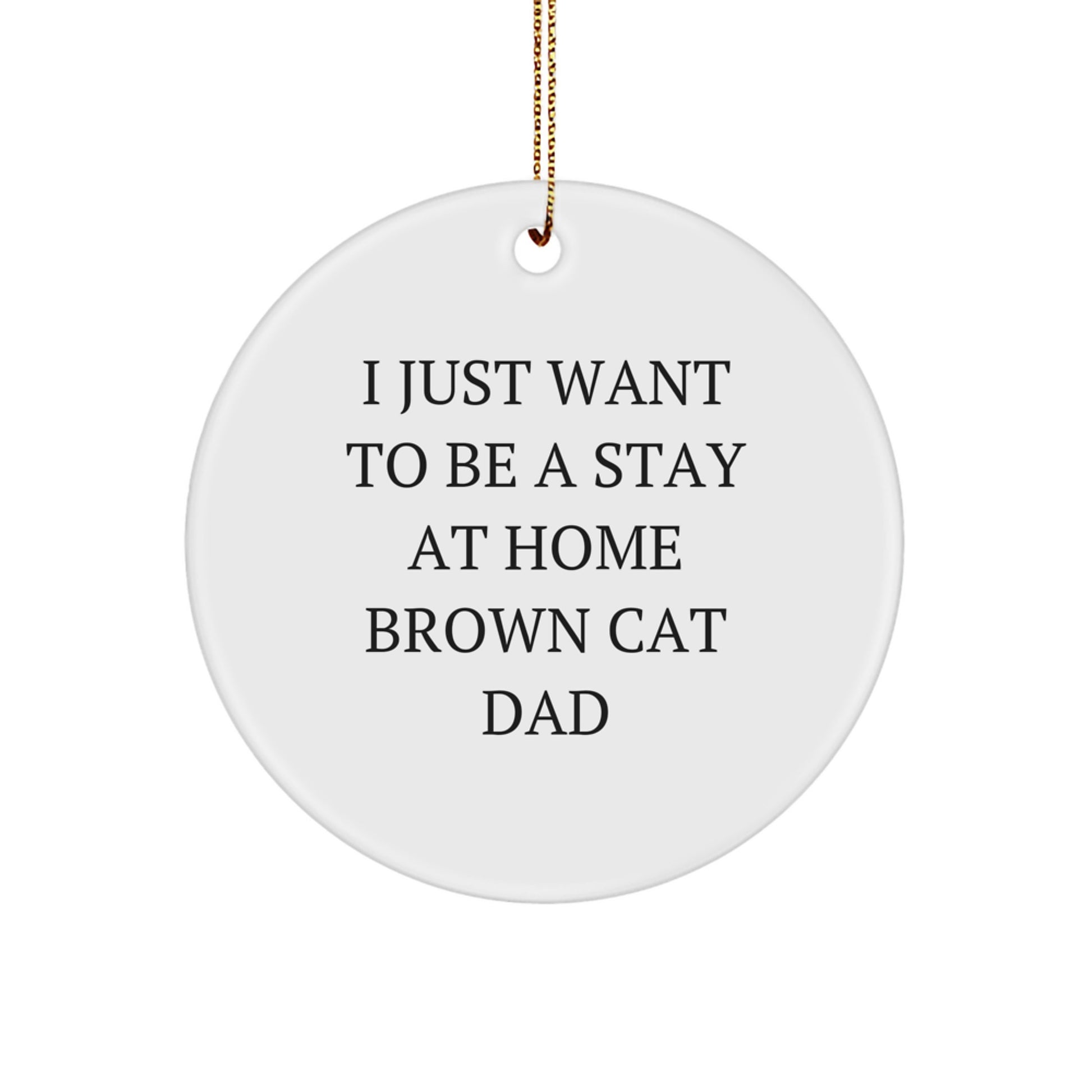 Funny Brown Cat Dad Gifts from Men to Friends - I Just Want To Be A Stay At Home Brown Cat Dad Circle Ornament for Christmas - Image 1
