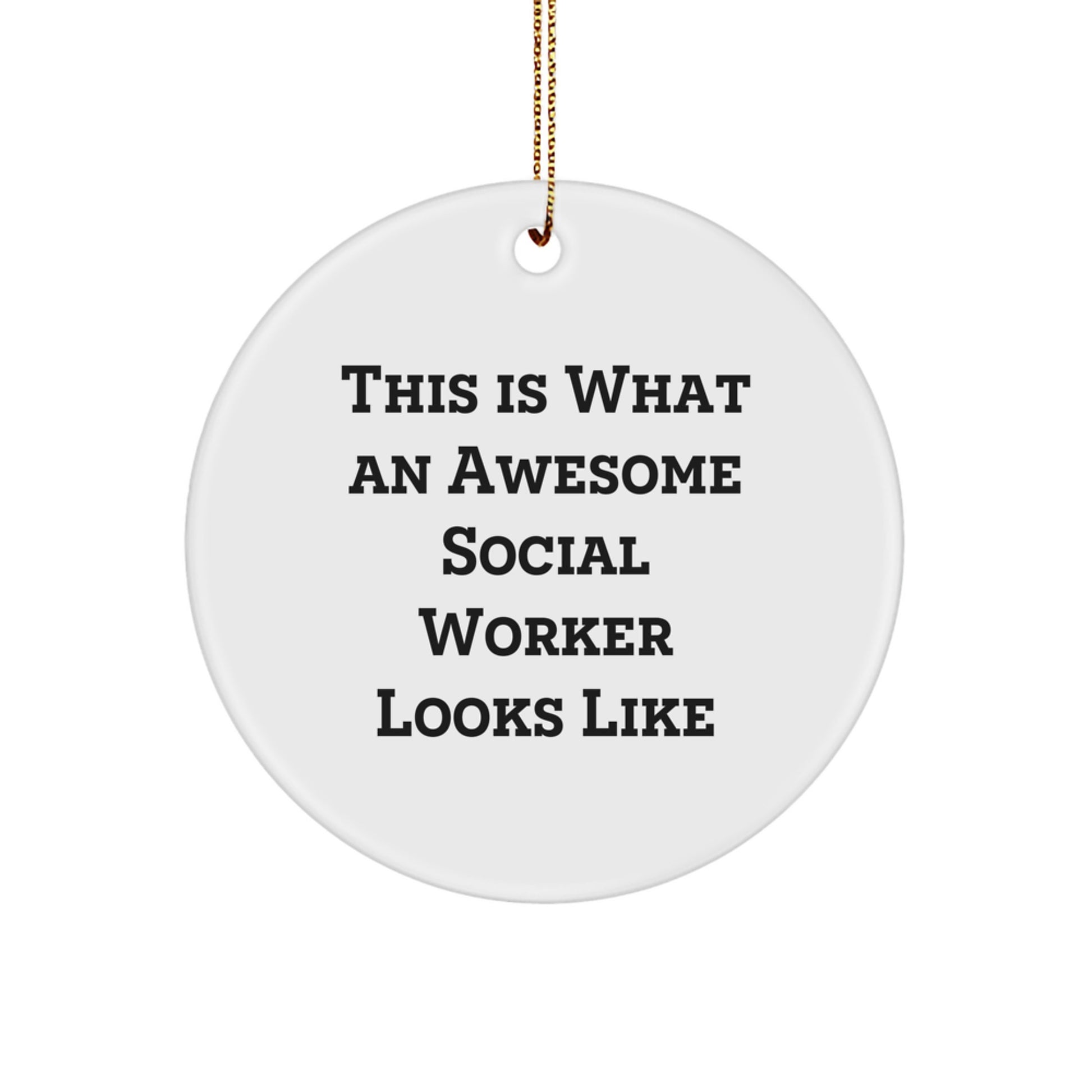 Funny Social Worker Gifts for Christmas - Circle Ornament with 'This Is What An Awesome Social Worker Looks Like' Quote, Gifts from Men to Women Friends Coworkers Family - Image 1