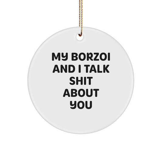 Funny Borzoi Dog Christmas Unique Gifts for Men from Friends, Cute Circle Ornament - Image 1