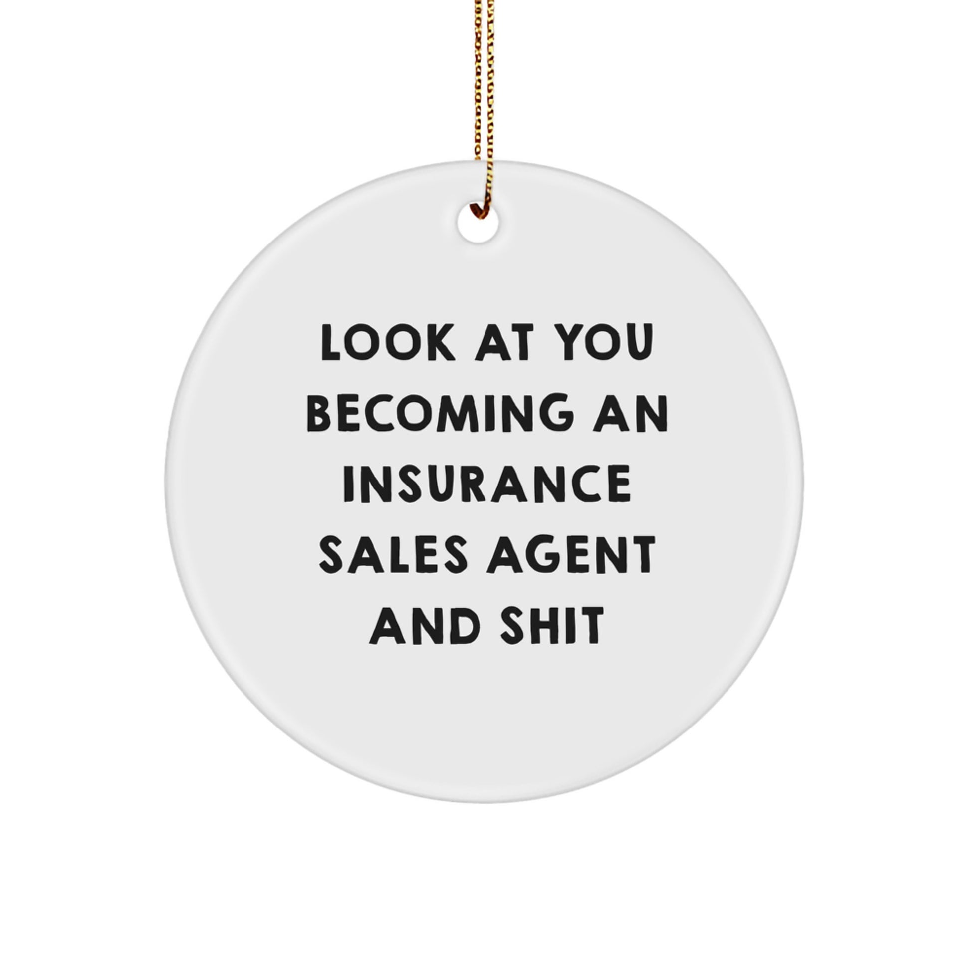 Funny Quote Insurance Sales Agent Circle Ornament Gifts from Friends for Men, Women, Coworkers, Family - Unique Christmas Unique Gifts for Insurance Sales Agent - Image 1