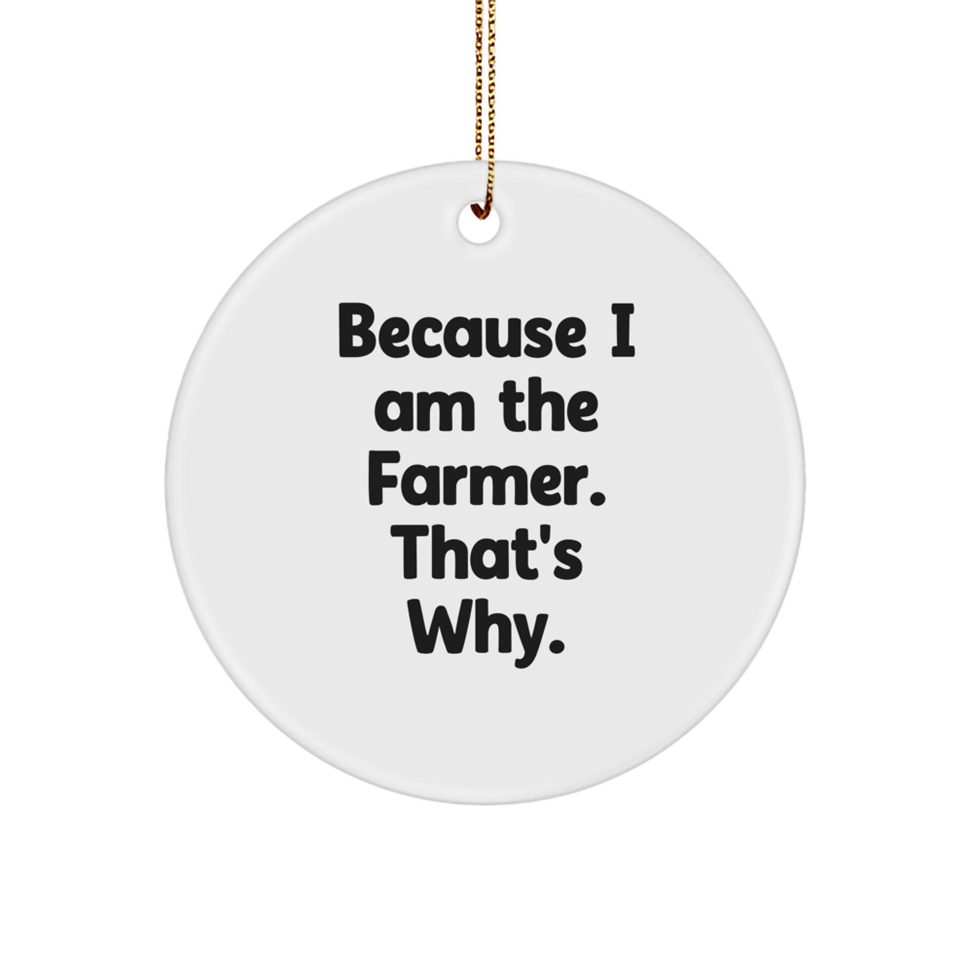 Farmer Gifts from Men - Because I Am The Farmer. That's Why. - Circle Ornament for Christmas - Image 1