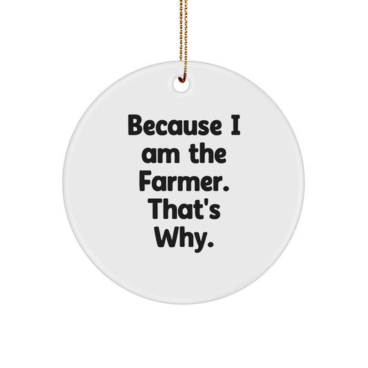 Farmer Gifts from Men - Because I Am The Farmer. That's Why. - Circle Ornament for Christmas - Image 1
