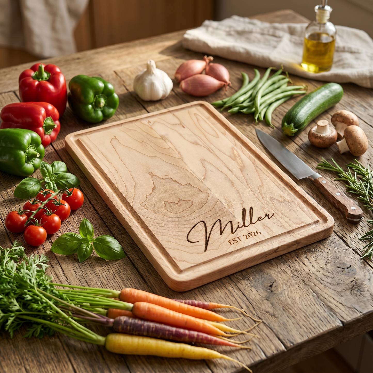 Personalized Hardwood Charcuterie Board - Made in USA