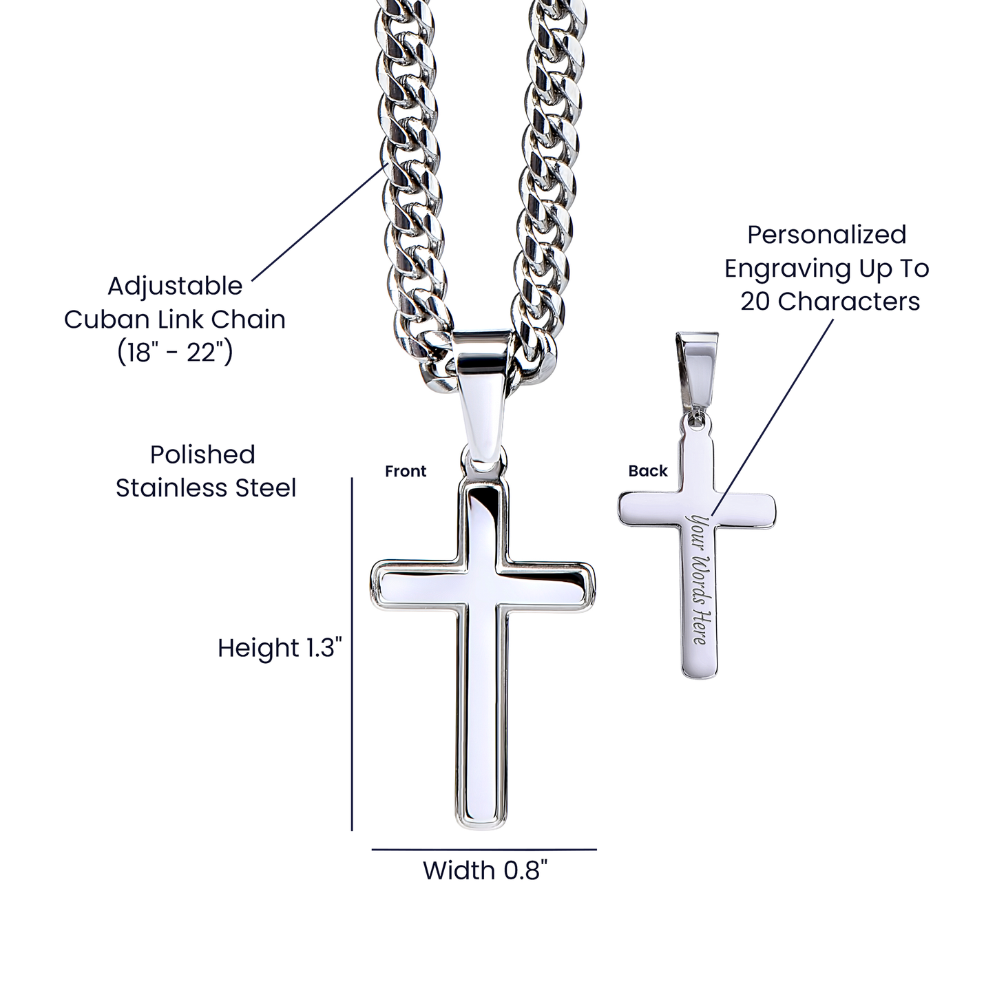 Cuban Link Chain with Artisan Cross for Dad