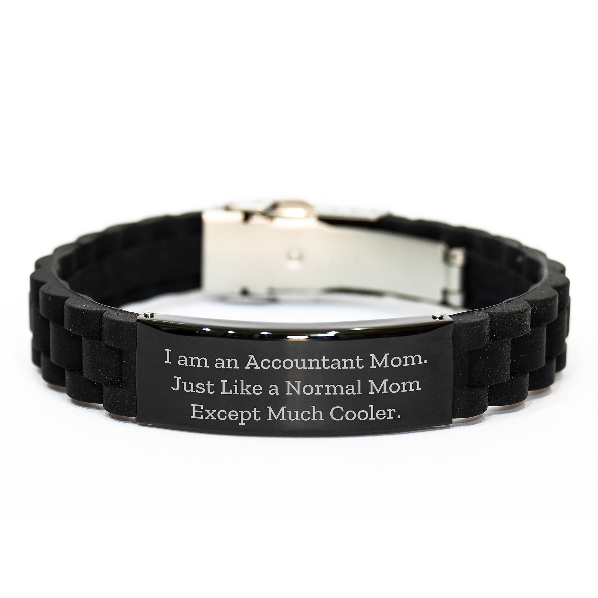 Funny Accountant Gifts from Mom - Glide lock Clasp Black Stainless Steel and Silicone Adjustable Graduation Unique Gifts for Accountant Mom by Friends and Family - Image 1
