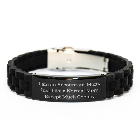 Funny Accountant Gifts from Mom - Glide lock Clasp Black Stainless Steel and Silicone Adjustable Graduation Unique Gifts for Accountant Mom by Friends and Family - Image 1
