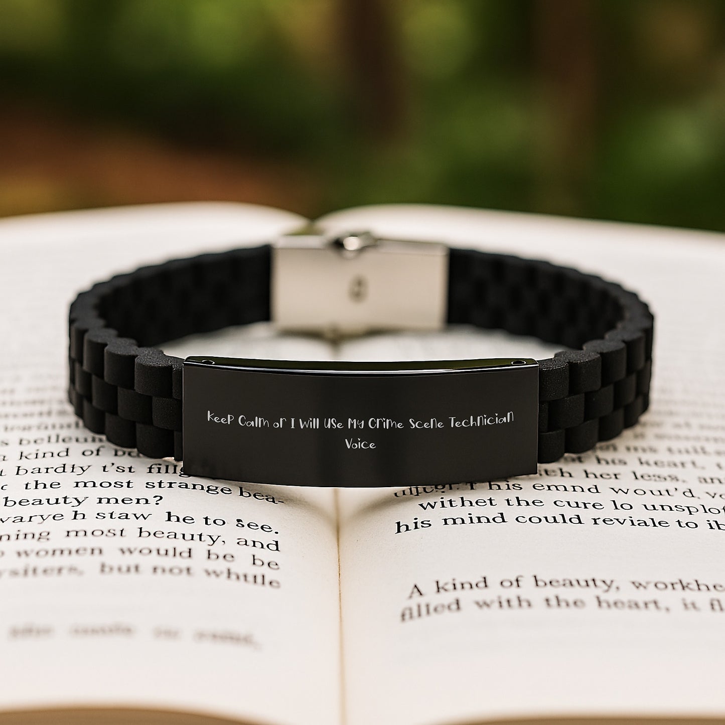 Funny Crime Scene Technician Gifts for Men - Keep Calm Or I Will Use My Crime Scene Technician Voice Glide lock Clasp Bracelet, Christmas Unique Gifts from Friends - Image 2