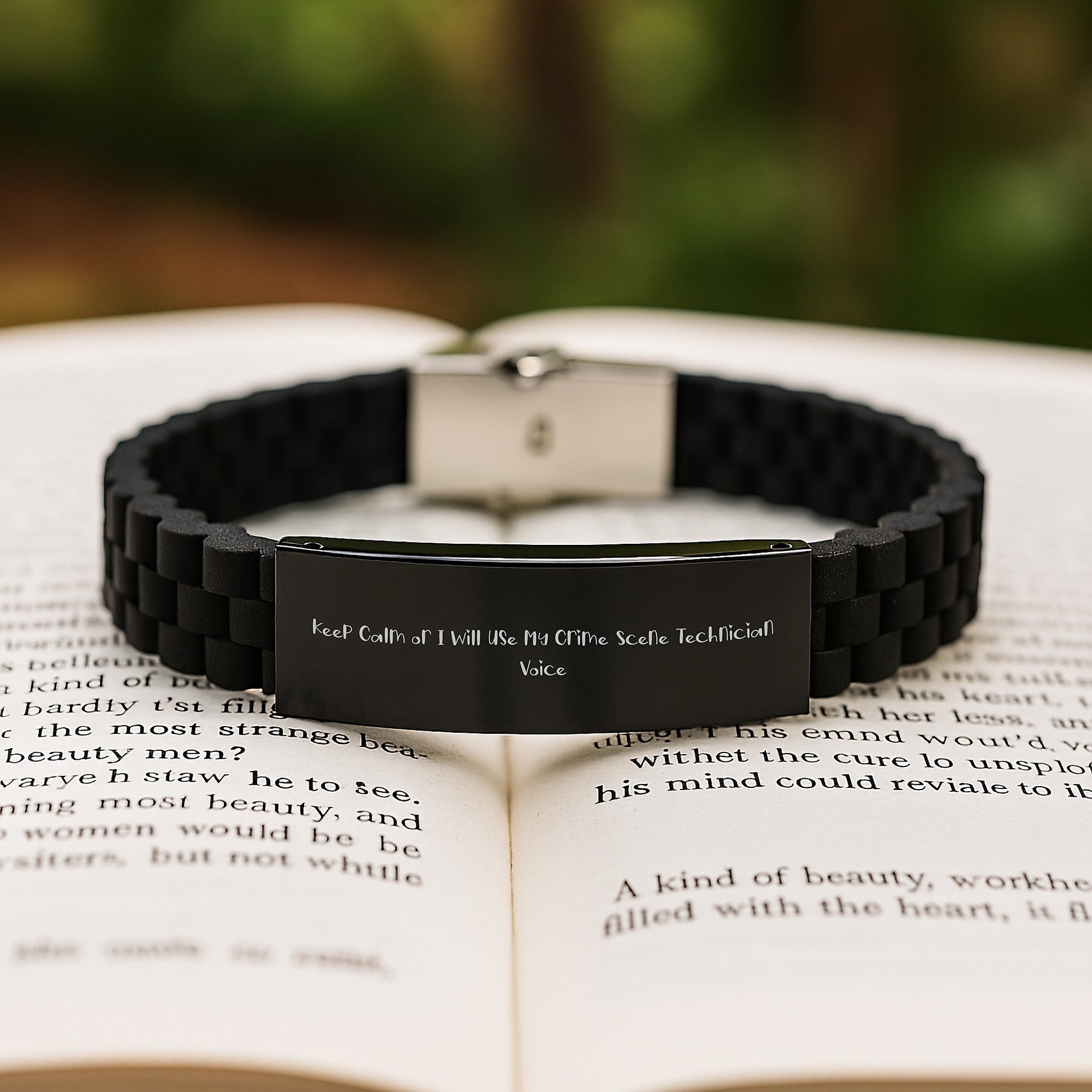 Funny Crime Scene Technician Gifts for Men - Keep Calm Or I Will Use My Crime Scene Technician Voice Glide lock Clasp Bracelet, Christmas Unique Gifts from Friends - Image 2