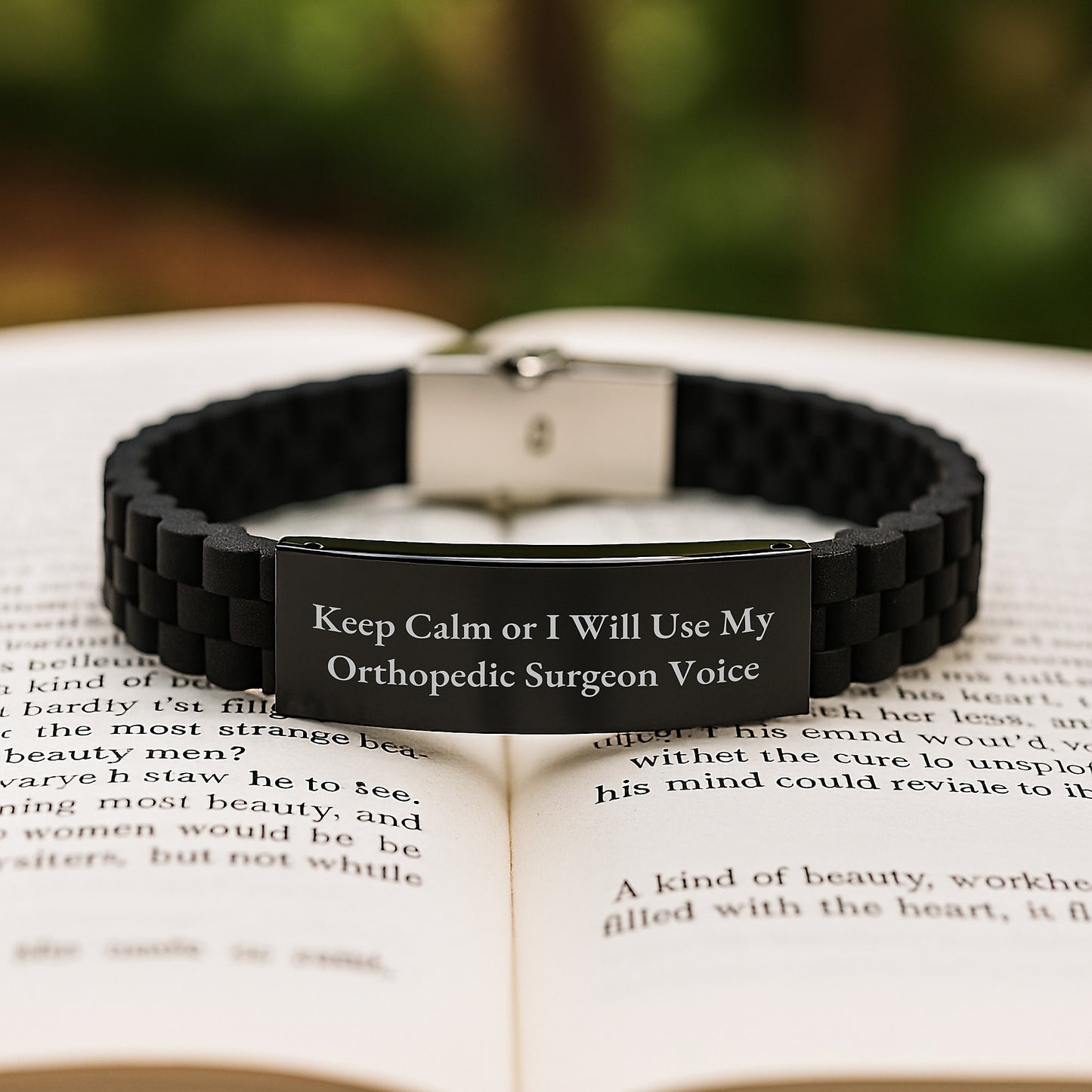 Funny Orthopedic Surgeon Gifts from Men, Funny Orthopedic Surgeon Christmas Unique Gifts for Him, Glide lock Clasp Bracelet with Keep 'Calm Or I Will Use My Orthopedic Surgeon Voice' Quote - Image 2