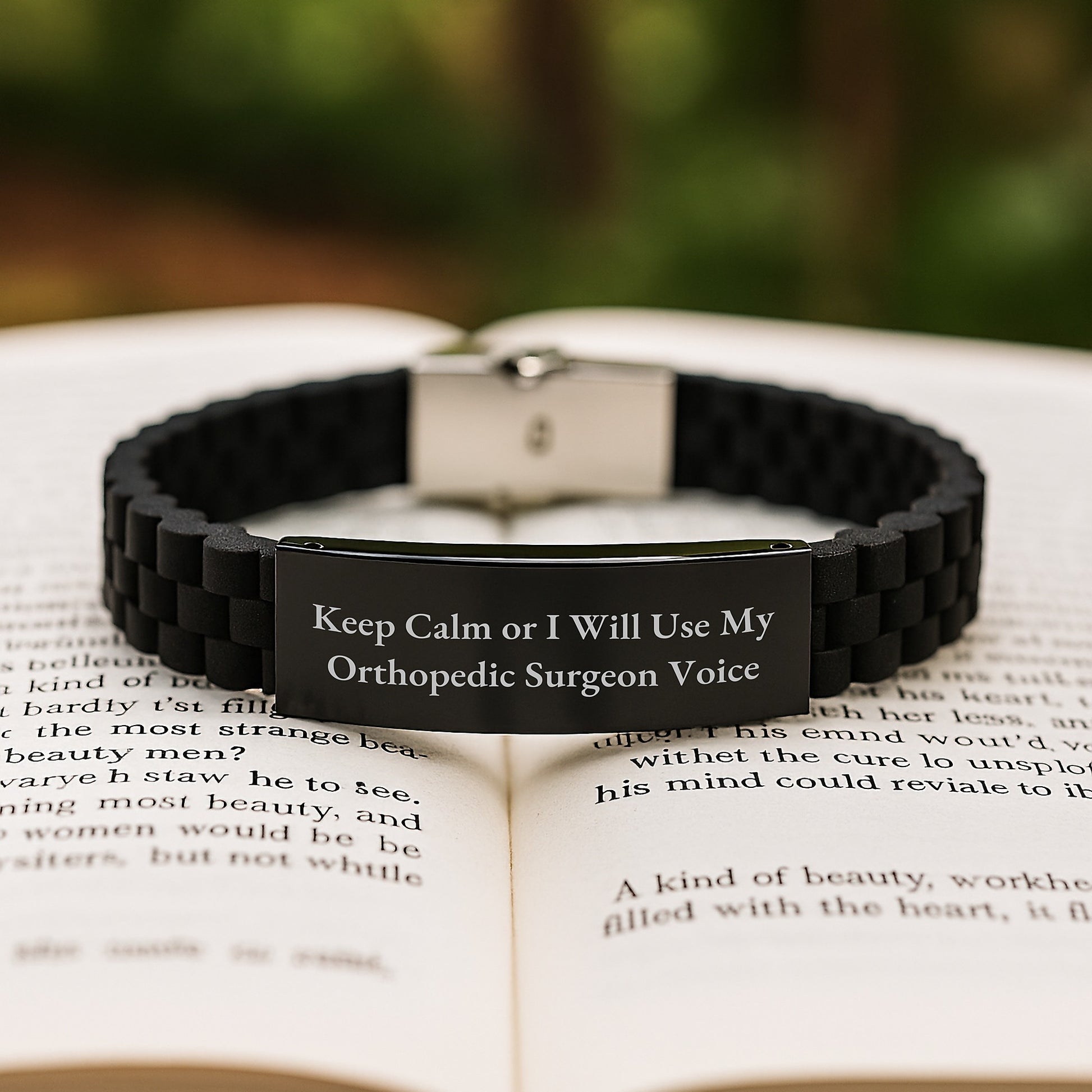 Funny Orthopedic Surgeon Gifts from Men, Funny Orthopedic Surgeon Christmas Unique Gifts for Him, Glide lock Clasp Bracelet with Keep 'Calm Or I Will Use My Orthopedic Surgeon Voice' Quote - Image 2