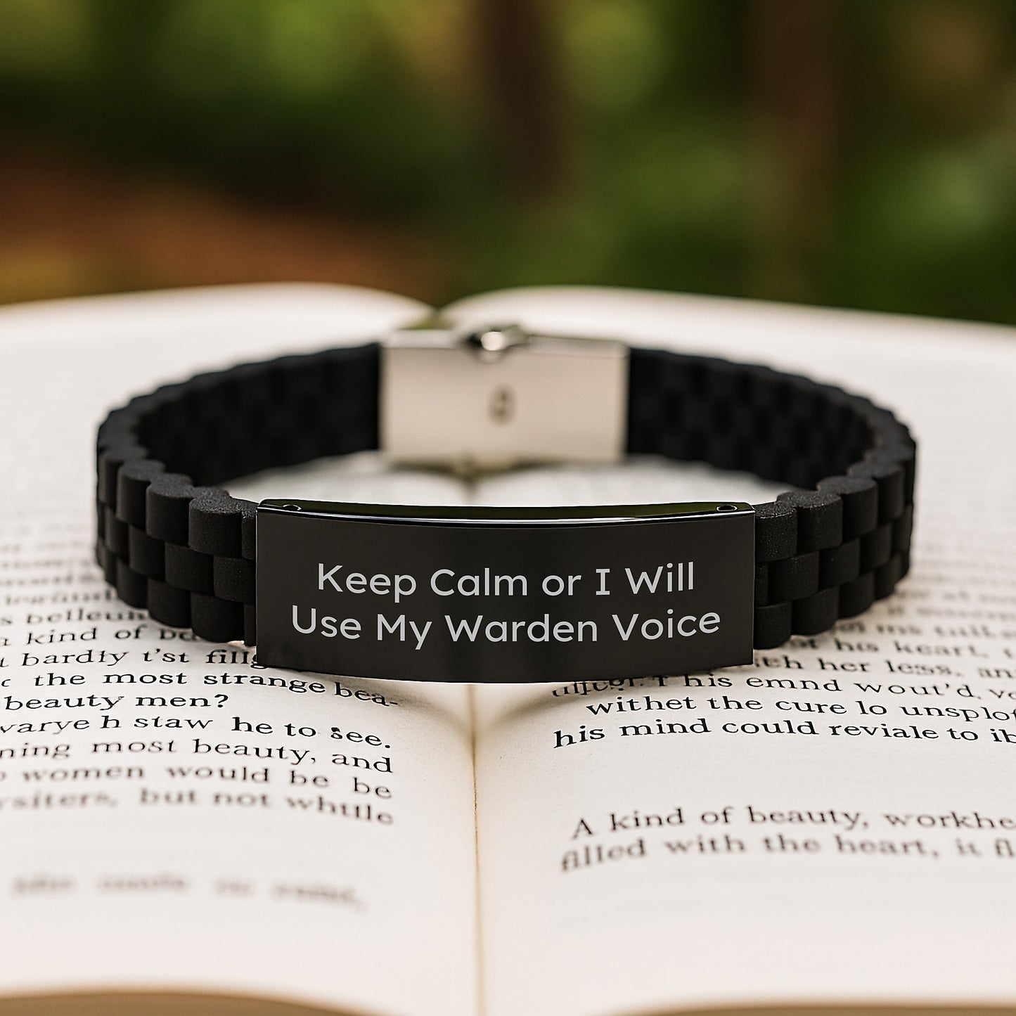 Warden Gifts Funny Glide lock Clasp Black Stainless Steel Silicone Adjustable Graduation Unique Gifts from Men to Warden - Image 2