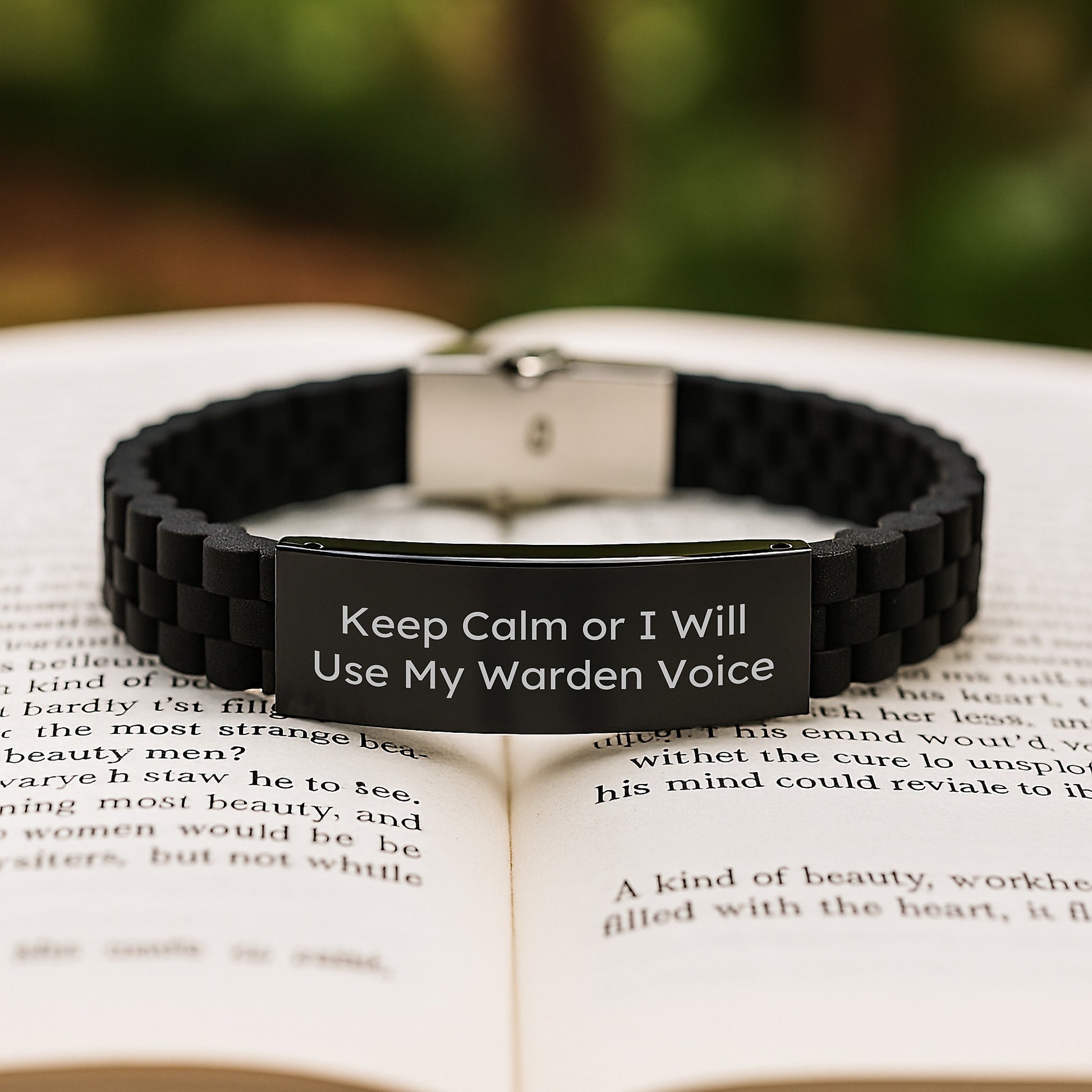Warden Gifts Funny Glide lock Clasp Black Stainless Steel Silicone Adjustable Graduation Unique Gifts from Men to Warden - Image 2