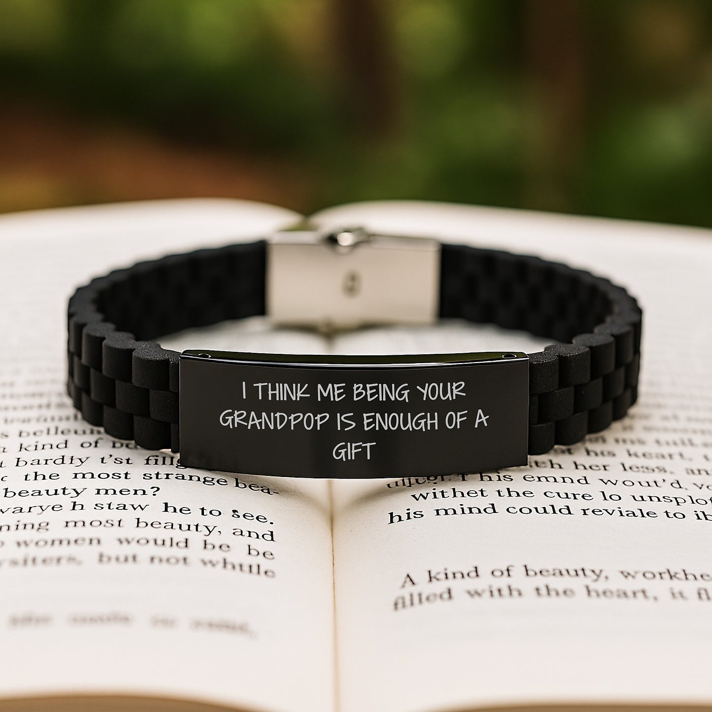 Grandpop Keepsake Bracelet for Him Birthday Gift – Elegant Black - Image 2
