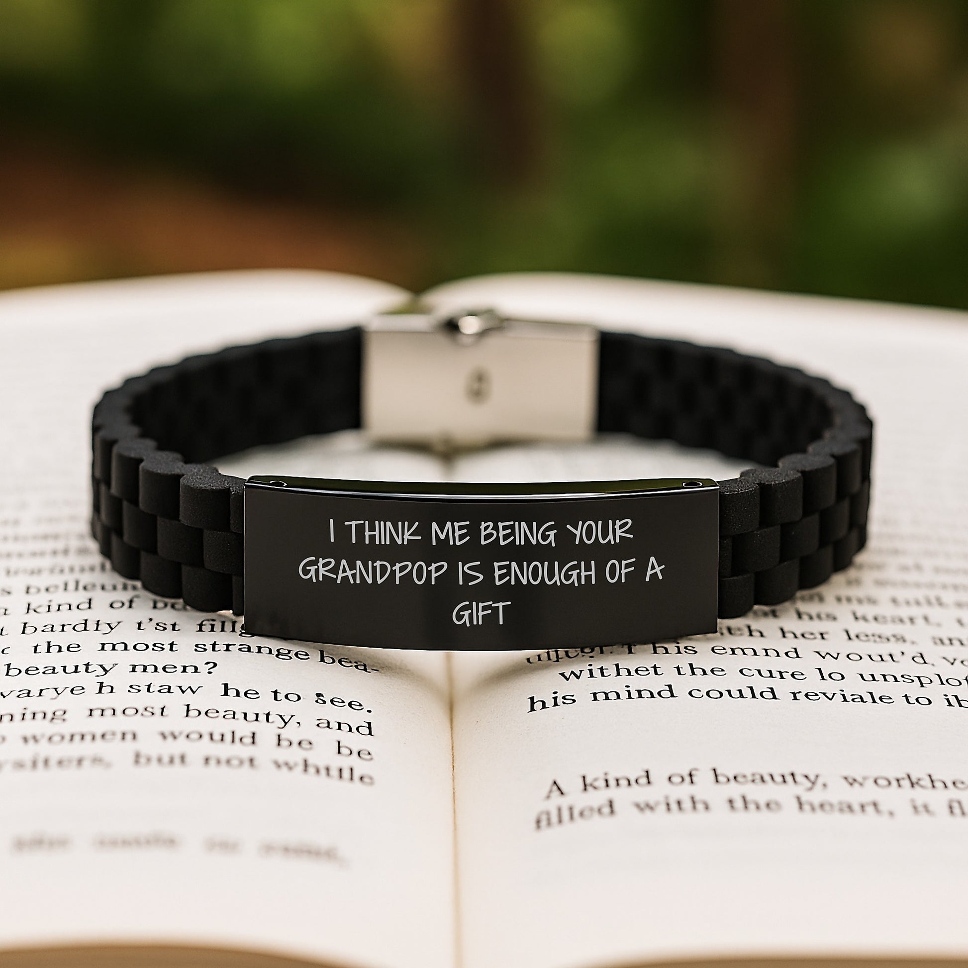Grandpop Keepsake Bracelet for Him Birthday Gift – Elegant Black - Image 2