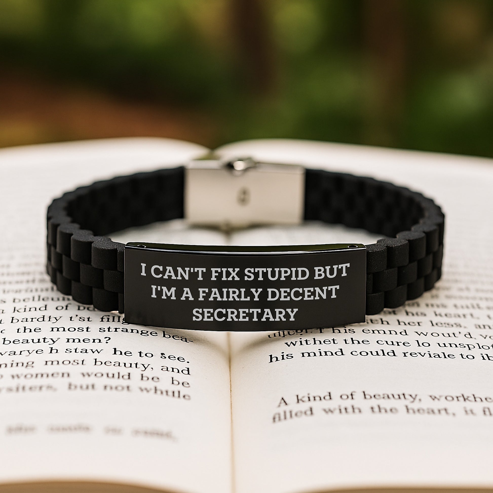 Secretary Humor Gifts from Friends, Funny Quote Glide lock Clasp Black Steel Adjustable Secretary Gift for Men, Women, Coworkers, Family - Inspirational Graduation Unique Gifts - Image 2
