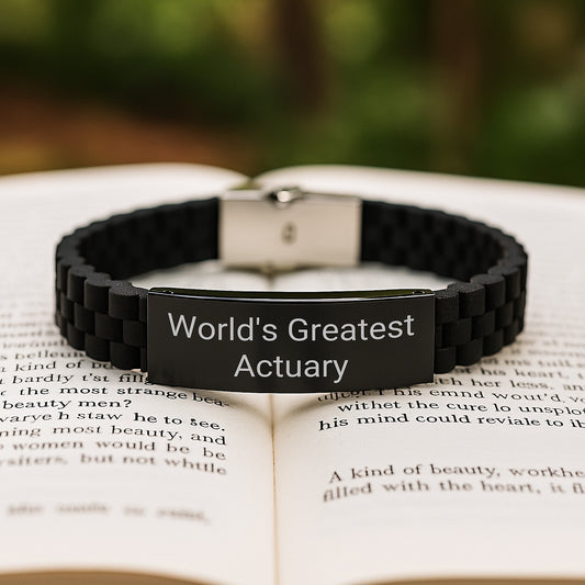 Funny 'World's Greatest Actuary' Glide lock Clasp Bracelet Gifts for Actuary Men, Christmas Unique Gifts from Family - Image 2