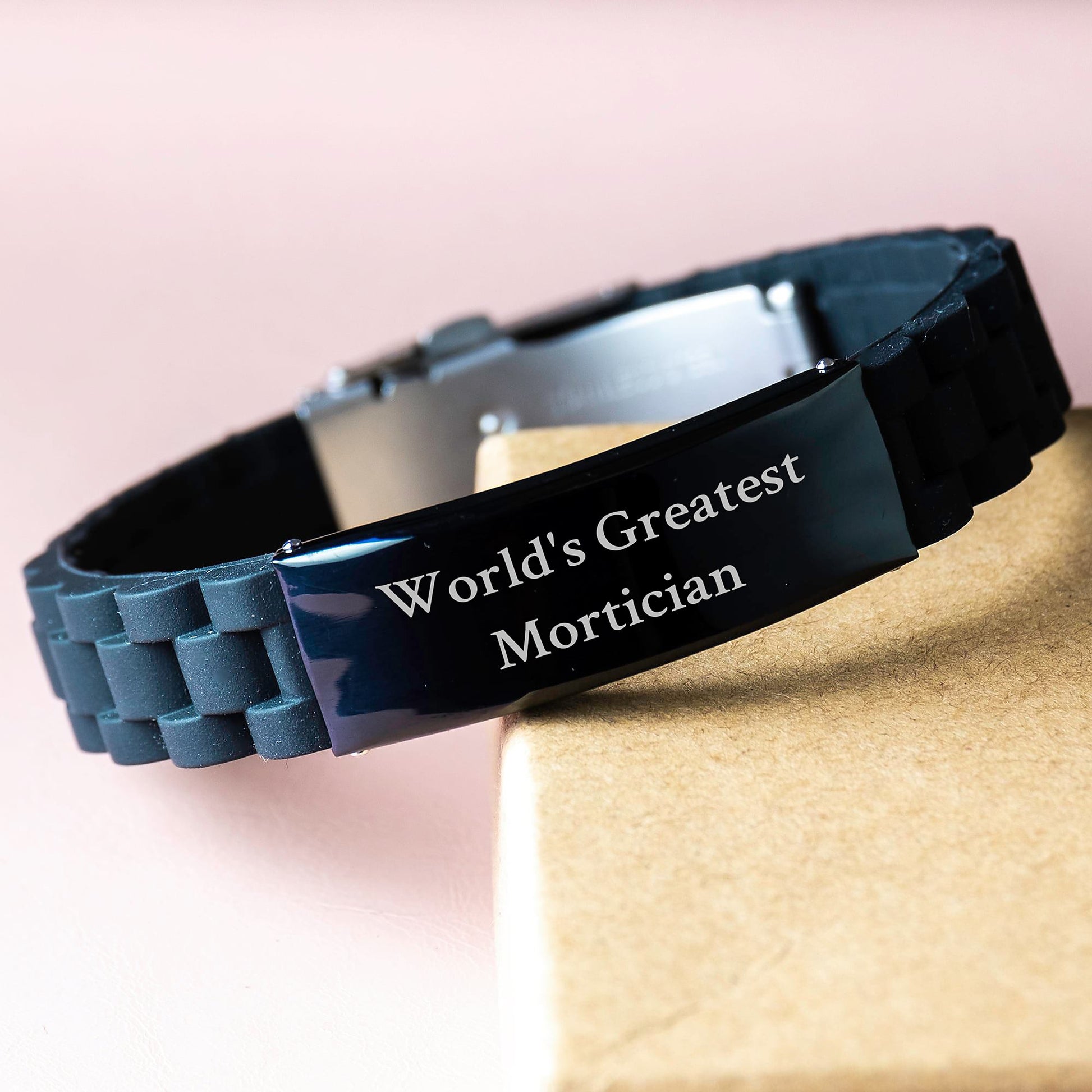 World's Greatest Mortician Funny Quote Glide lock Clasp Bracelet Gifts for Mortician Men Christmas Unique - Image 3