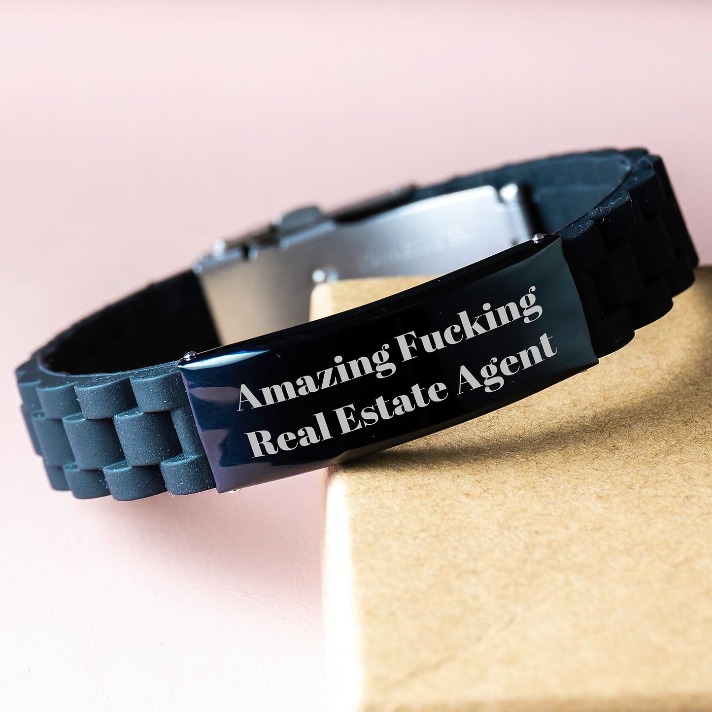Gifts from Friends for the Amazing Real Estate Agent, Funny Quote Glide lock Clasp Birthday Unique Gift for Real Estate Agent, Adjustable Stainless Steel Silicone Men's Women's - Image 3