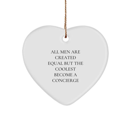 Funny Concierge Heart Ornament Gifts from Men Friends Coworkers Family, Unique Heart Shaped Ornament for Concierge, Christmas Unique Gifts for Men Friends Coworkers Family - Image 1