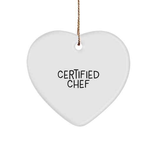 Funny Chef Quotes Heart Ornament Gifts from Friends to Chef Friends on Christmas - Image 1