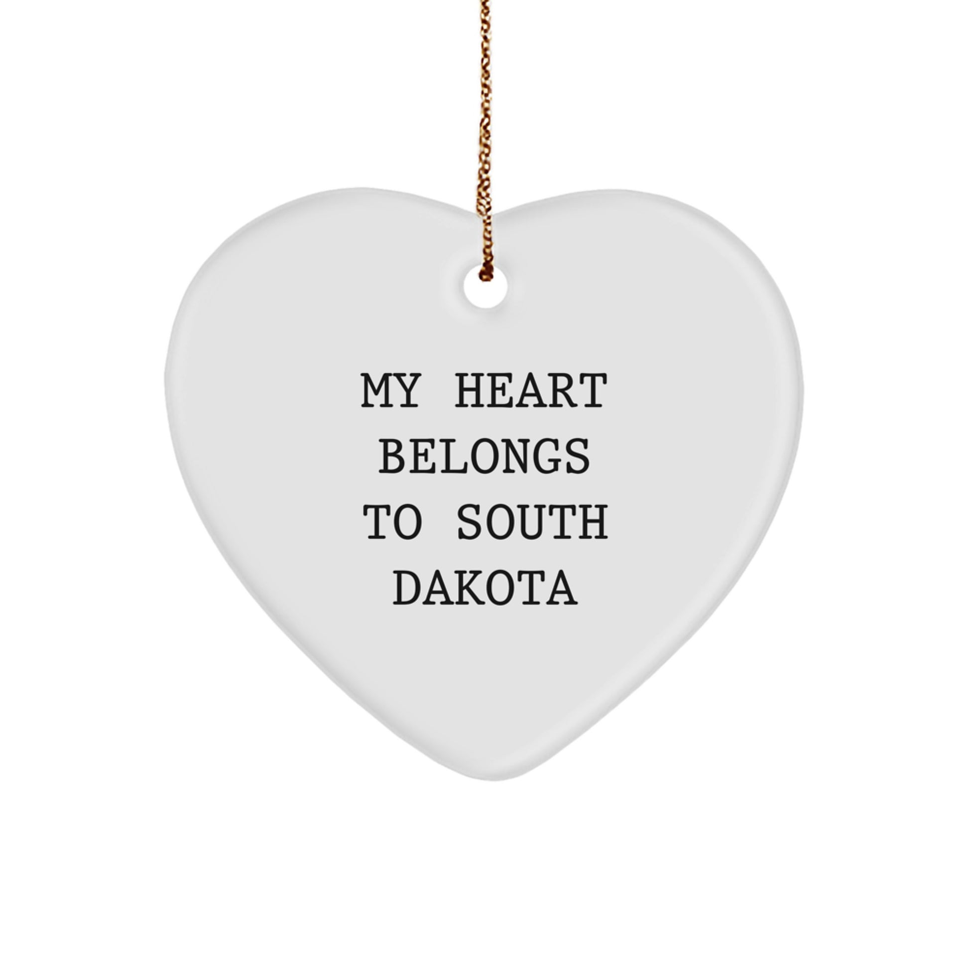 Funny South Dakota Heart Ornament, 'My Heart Belongs To South Dakota' Gifts from Family to Friends, Christmas Unique Gifts for Women, Men, Coworkers - Image 1