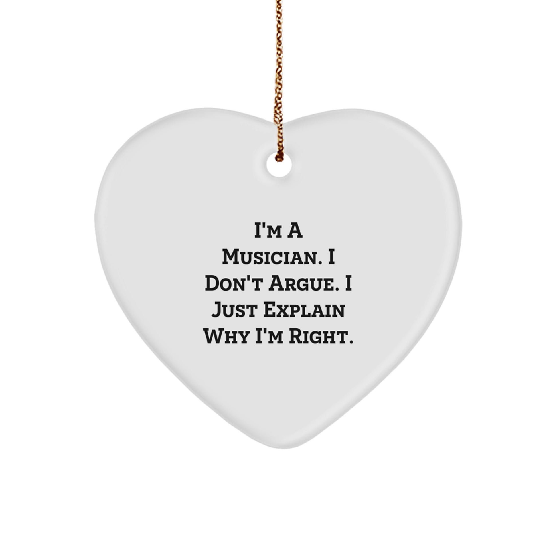 Funny Musician Heart Ornament, Gifts for a Musician Friend, Christmas Unique Gifts from Men - Image 1