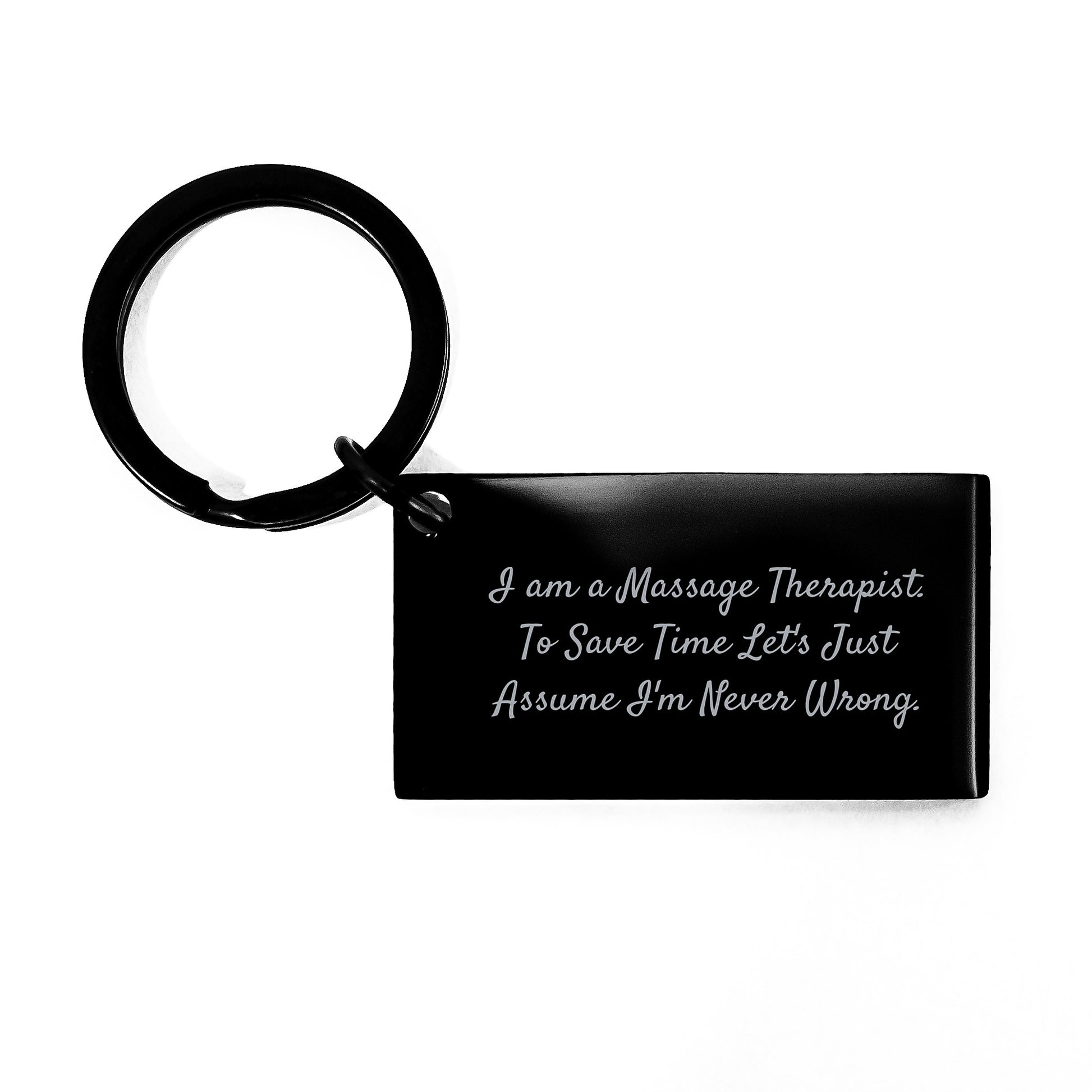 Funny Massage Therapist Keychain, Gifts for Massage Therapist, Black Stainless Steel Keychain with Quote, Graduation Unique Gifts from Friends to Massage Therapist - Image 1
