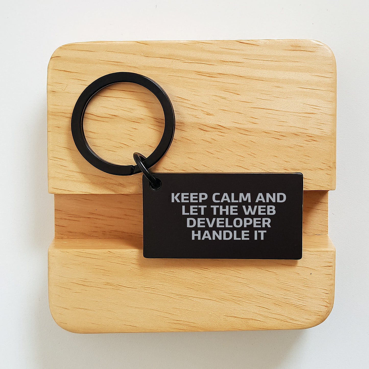 Funny Web Developer Gifts from Men for Birthdays, Keychain with Inspirational Quote 'Keep Calm And Let The Web Developer Handle It', Stainless Steel, 1.57 x 0.87 inches - Image 2
