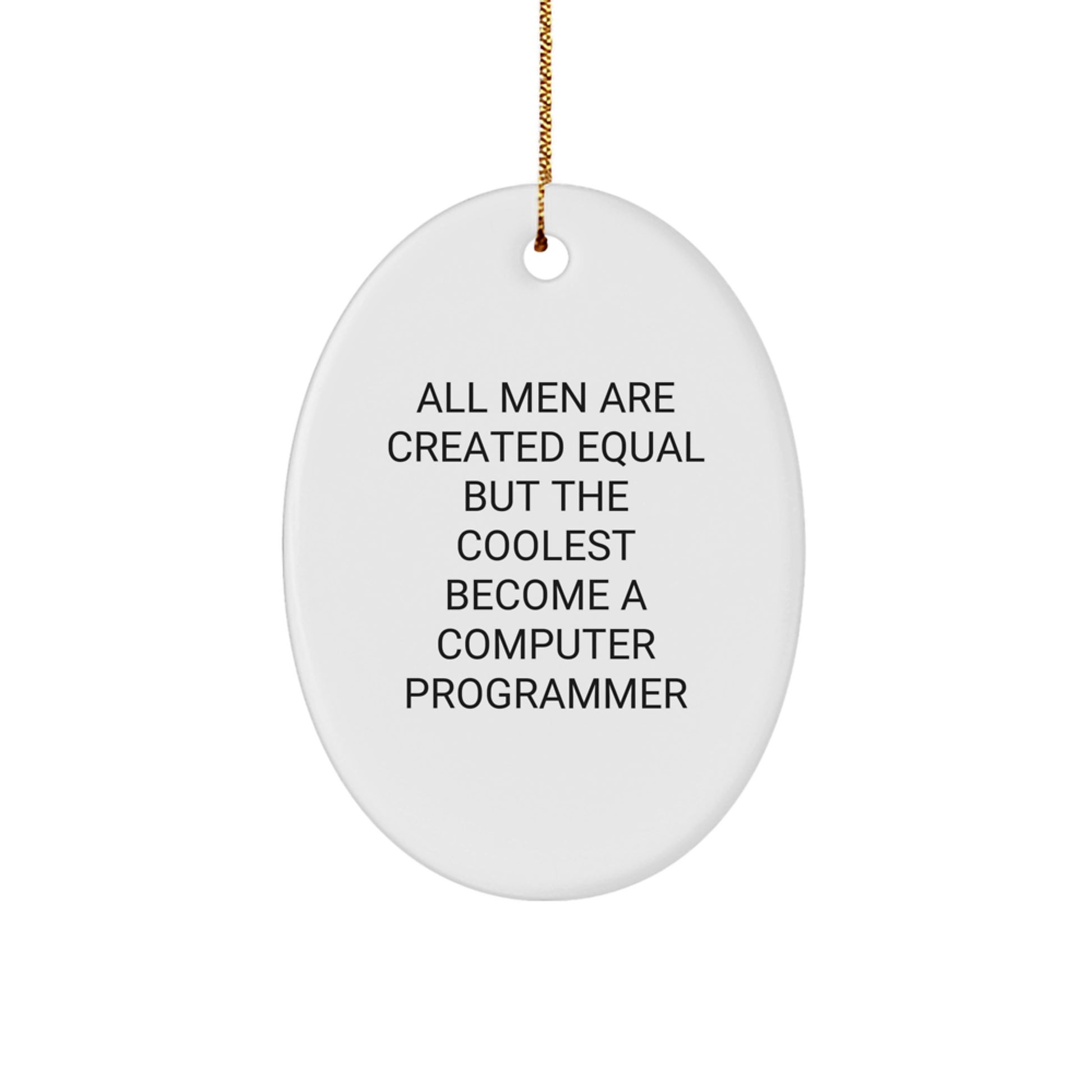Funny Computer Programmer Gifts for Him, Oval Ornament Quote Christmas Unique Present from Friends, Men, Family - Image 1